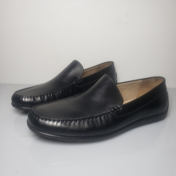 Ecco Men's Classic Moc Black Leather Slip On Loafer Driving Shoes Size 12EW - Picture 3 of 15